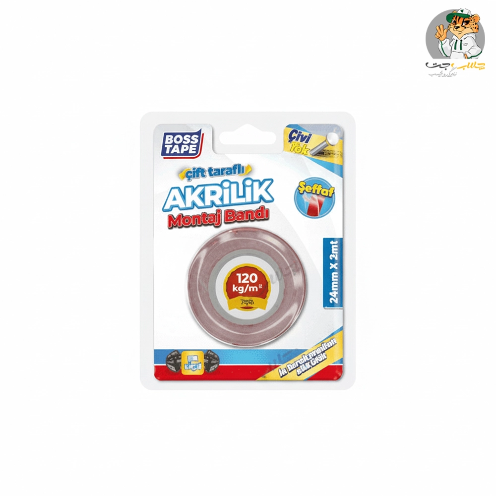 چسب دوطرفه قوی آکریلیک شفاف Akrilik Boss tape 24ml2m